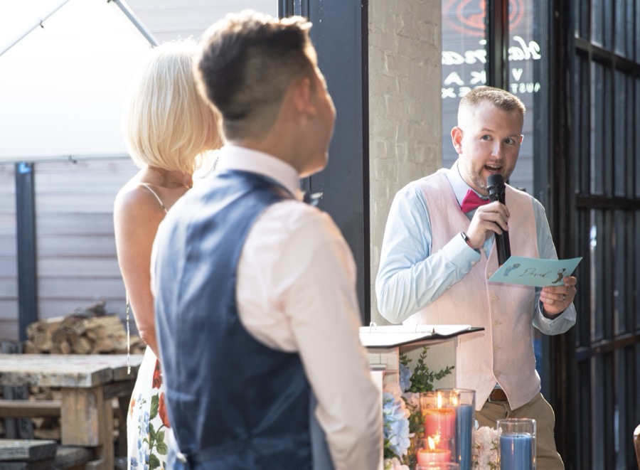David reading his vows