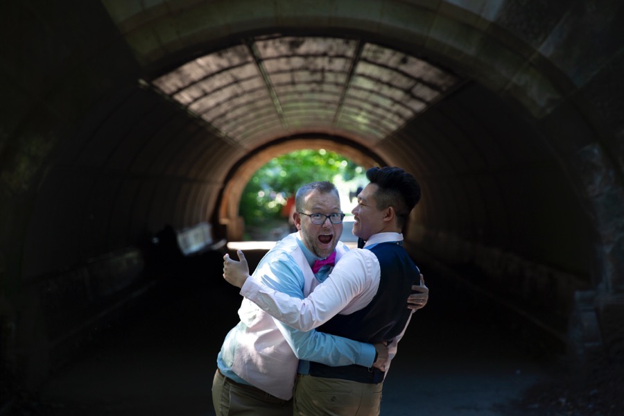 A hug in the park tunnel