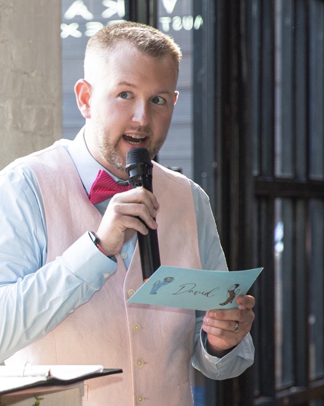 David reading his vows